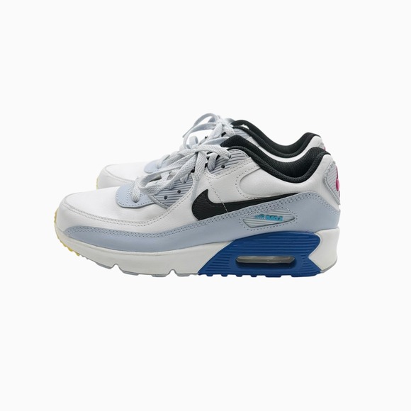 Nike Air Max 90 Kids Sneakers White Gray Blue Athletic Shoes‎ - Picture 5 of 10
